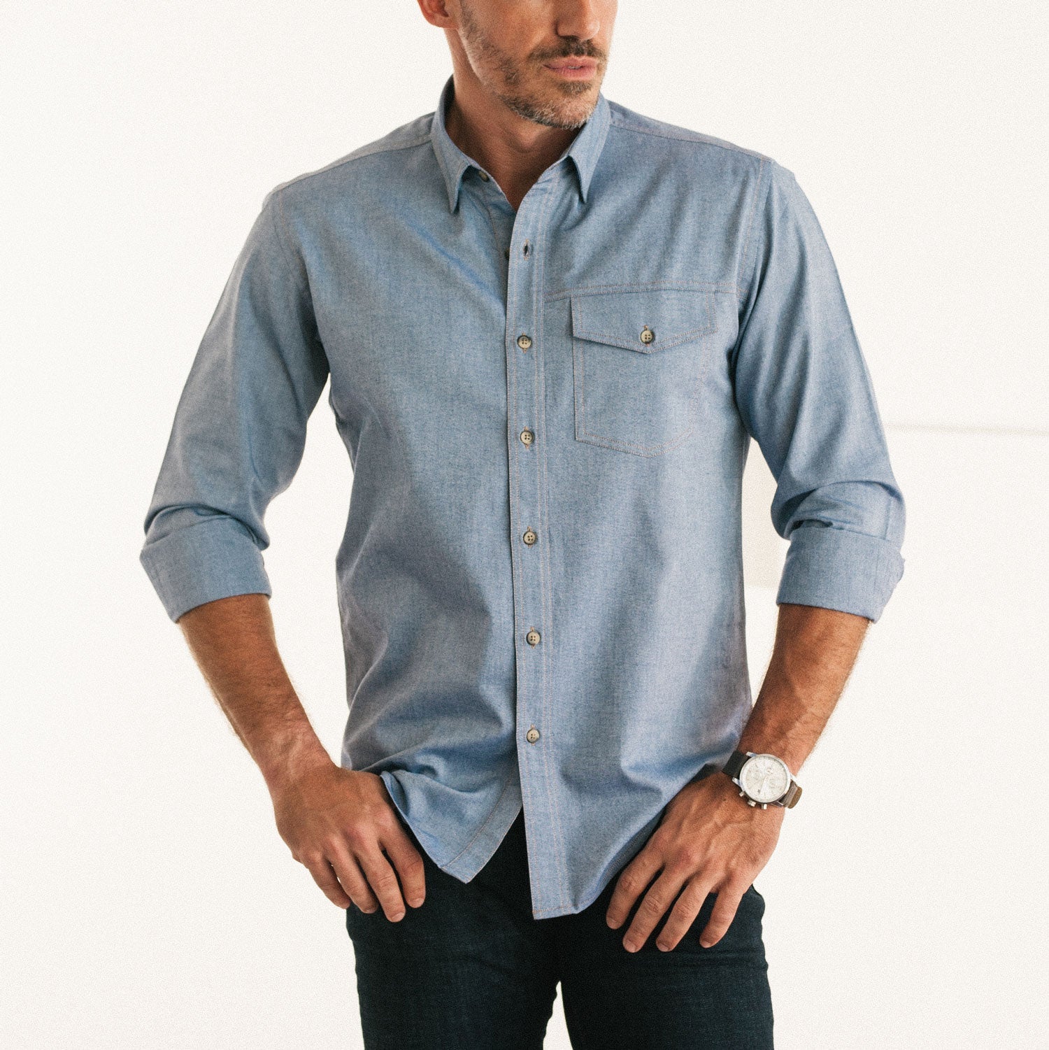 Author Casual Shirt – Harbor Blue Cotton Oxford