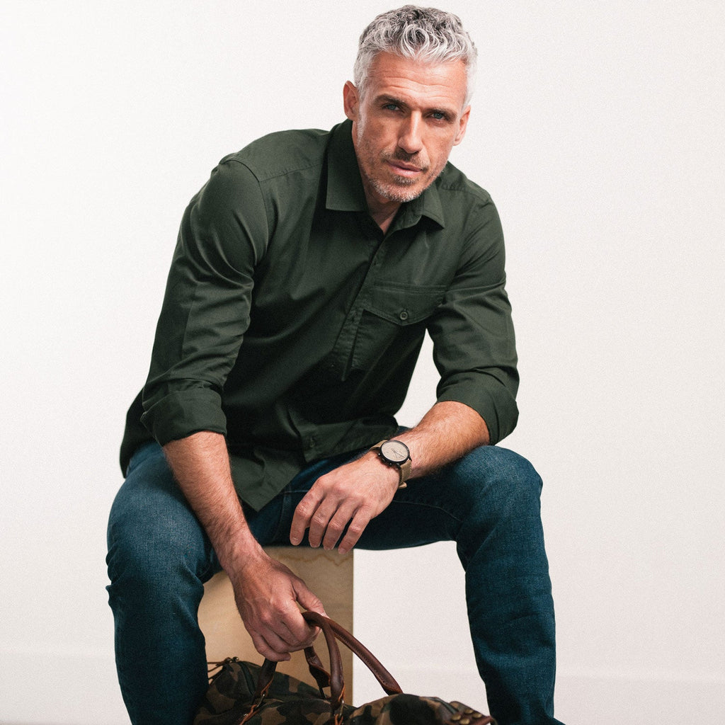 Author Casual Shirt – Dark Olive Green Cotton Twill