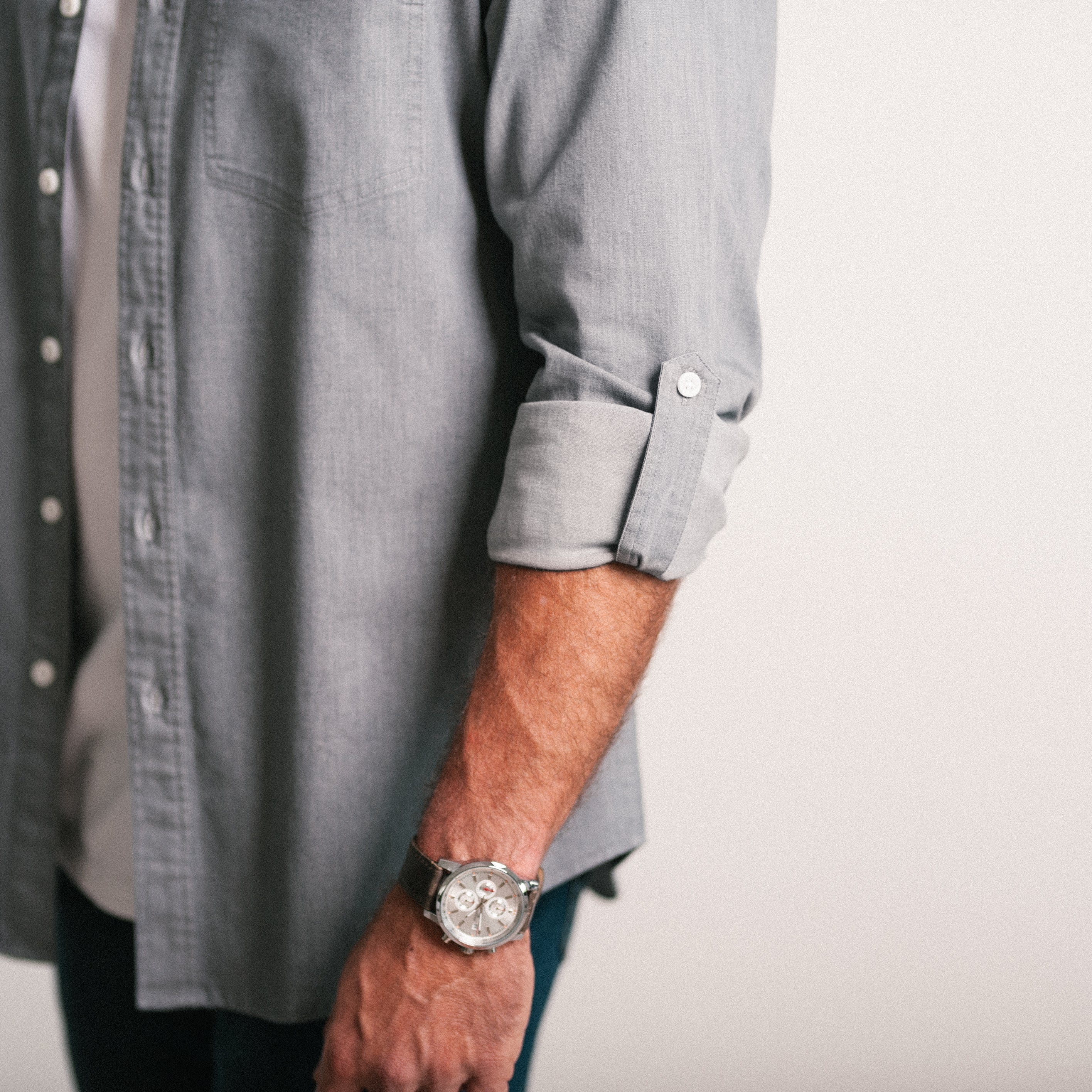 Freelancer Casual Shirt – Aluminum Gray Cotton Stretch Twill