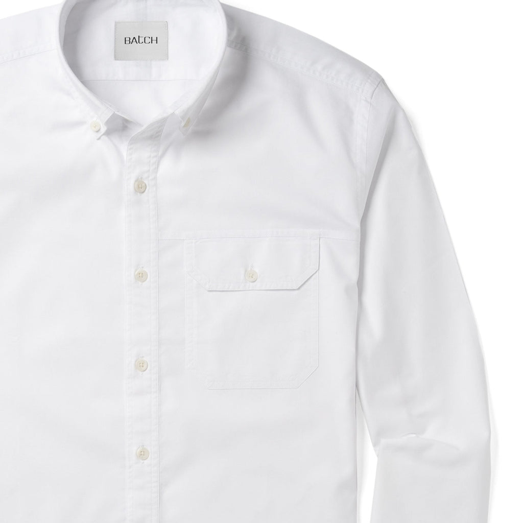 Builder Casual Shirt – Pure White Cotton Oxford