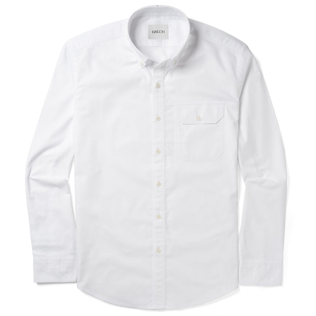 Builder Casual Shirt – Pure White Cotton Oxford