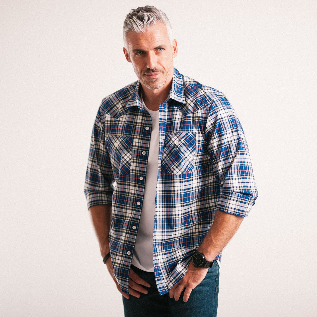 Maker Shirt – Cobalt Blue Cotton Poplin Plaid