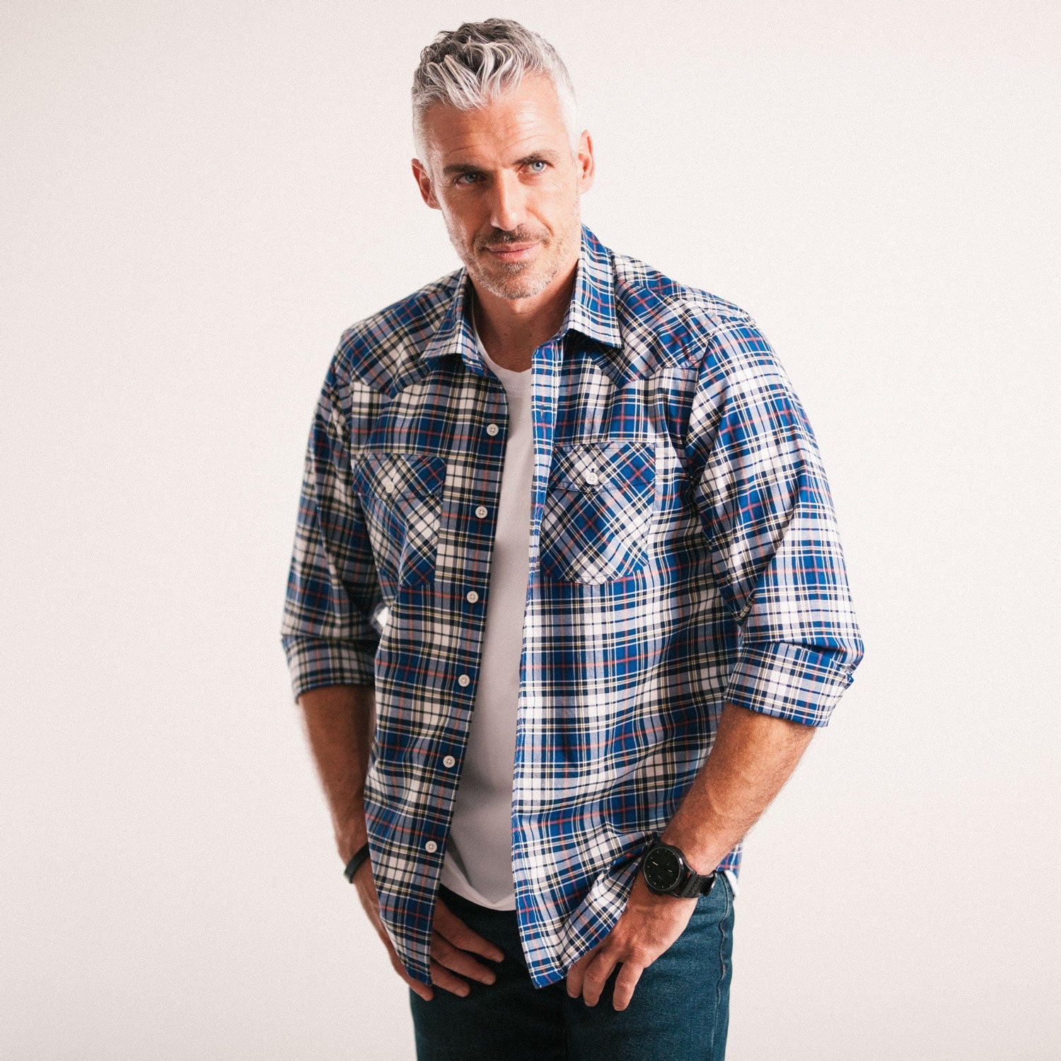 Maker Shirt – Cobalt Blue Cotton Poplin Plaid