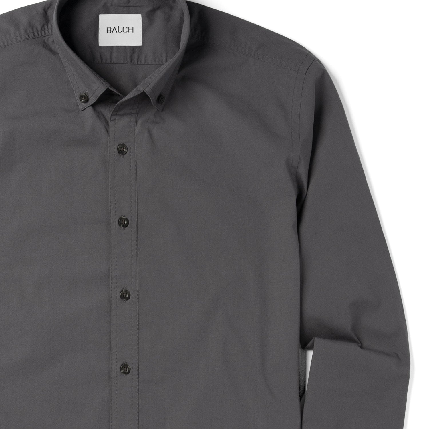 Essential Button Down Collar Casual Shirt - Slate Gray Stretch Cotton Poplin