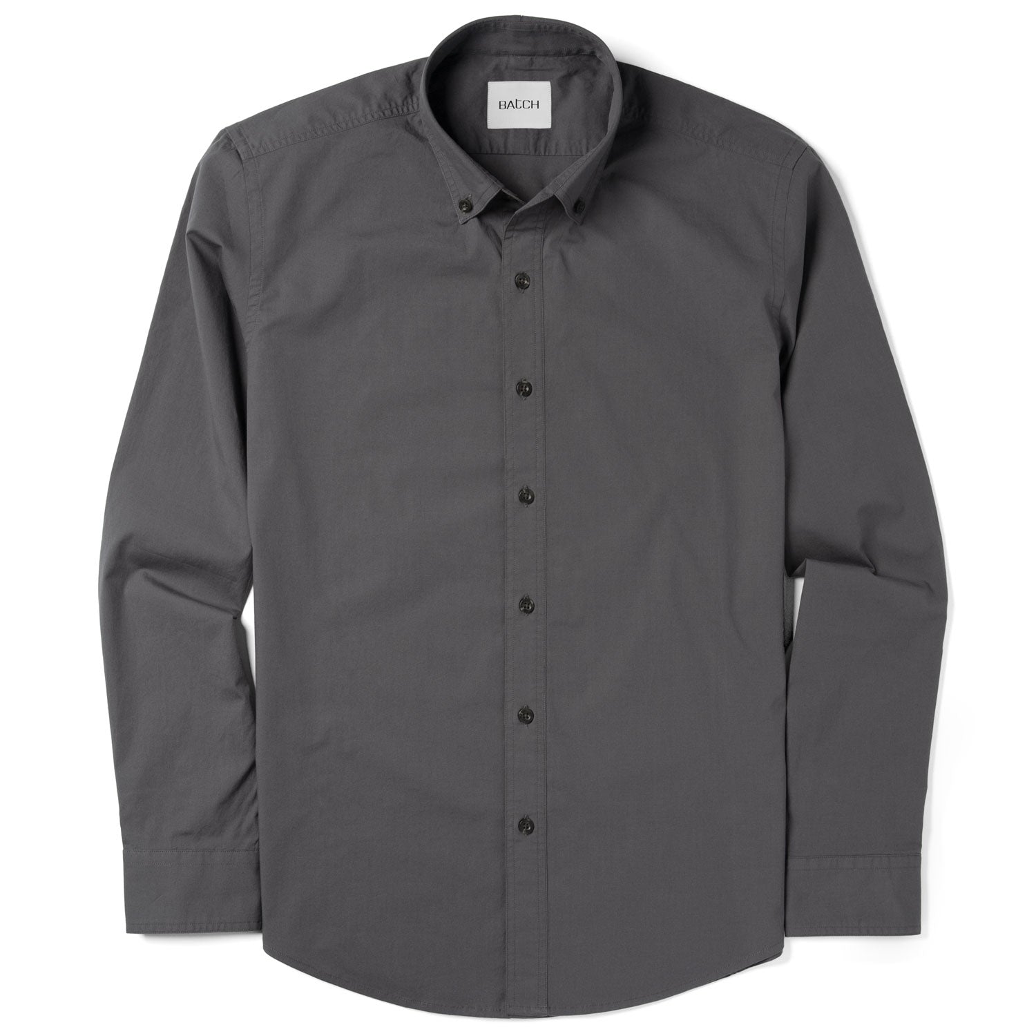 Essential Button Down Collar Casual Shirt - Slate Gray Stretch Cotton Poplin