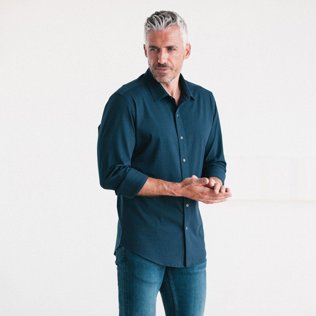 T-Shirt Shirt - Navy Cotton Jersey