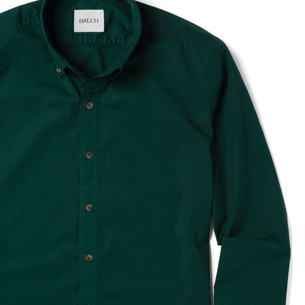 Essential Button Down Collar Casual Shirt - Forest Green Stretch Cotton Poplin