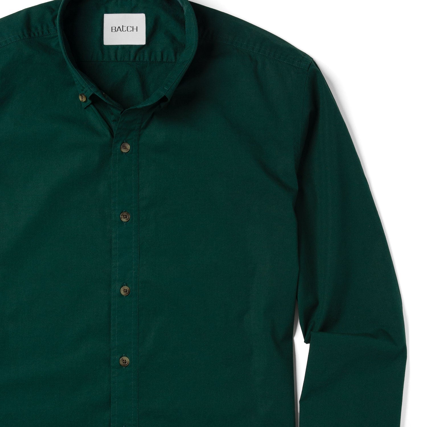 Essential Button Down Collar Casual Shirt - Forest Green Stretch Cotton Poplin