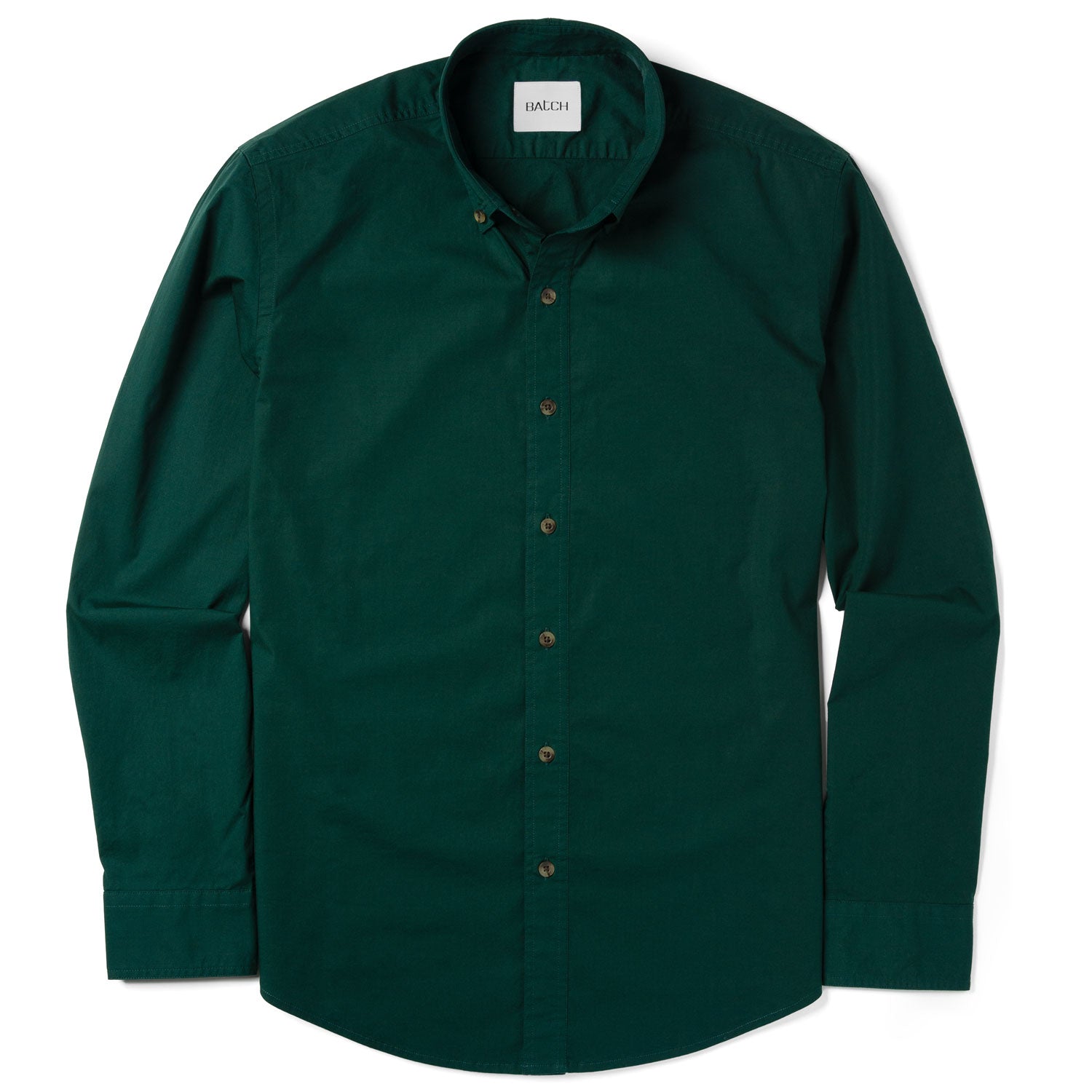 Essential Button Down Collar Casual Shirt - Forest Green Stretch Cotton Poplin