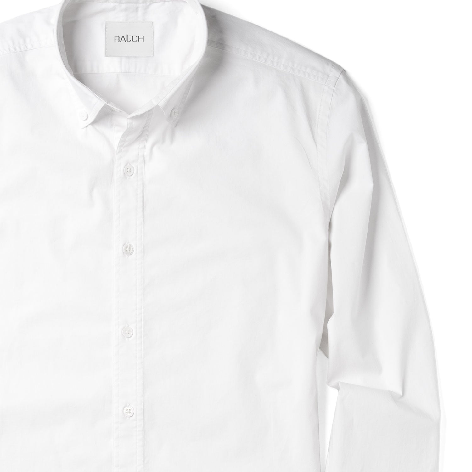 Essential Button Down Collar Casual Shirt - Classic White Stretch Cotton Poplin