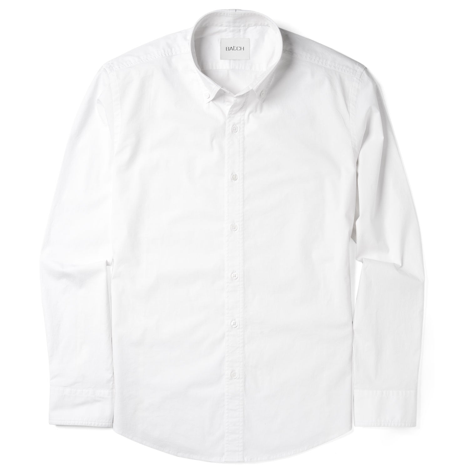 Essential Button Down Collar Casual Shirt - Classic White Stretch Cotton Poplin
