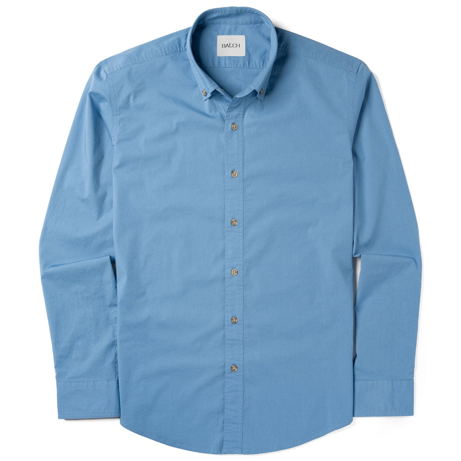 Essential Button Down Collar Casual Shirt - Steel Blue Stretch Cotton Poplin