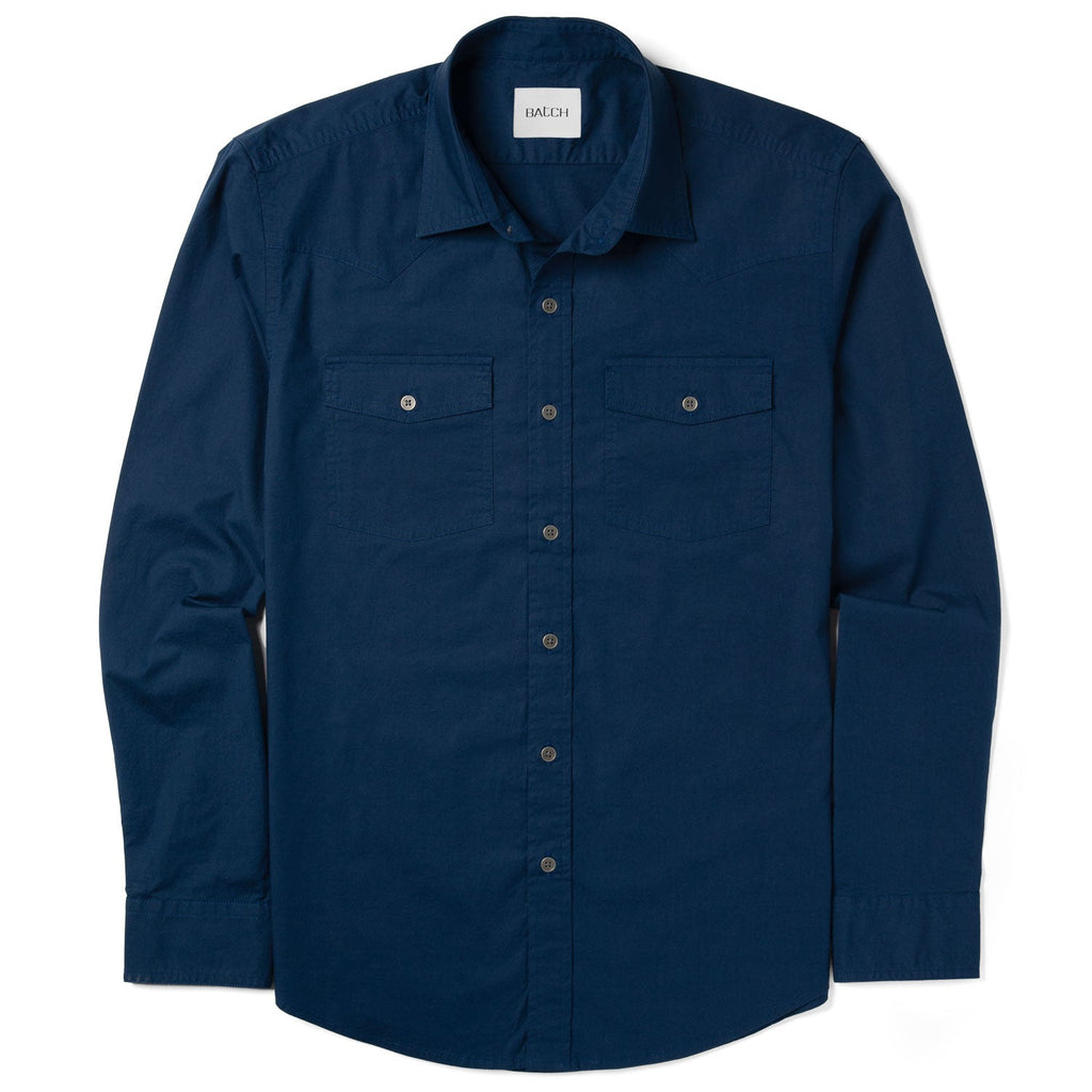 Maker Shirt – Navy Blue Stretch Poplin