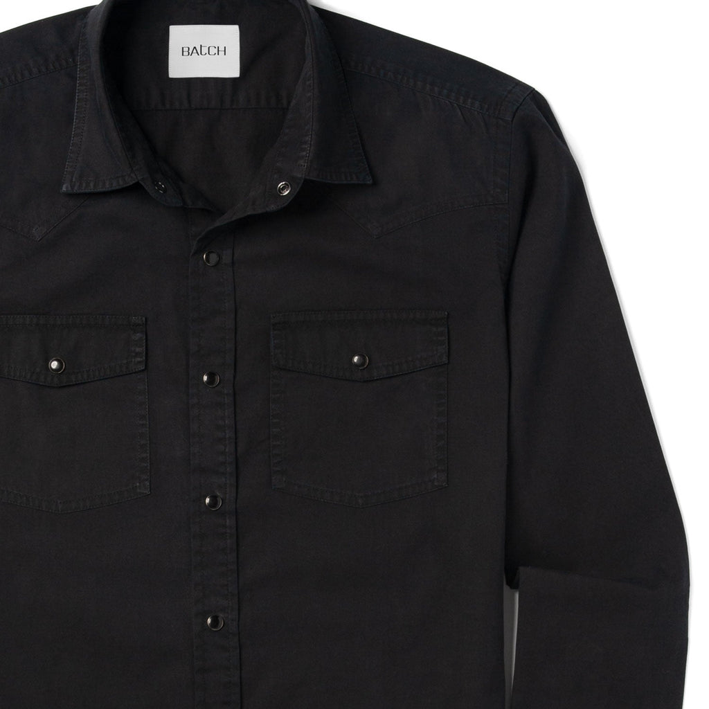 Maker Snap Shirt – Black Cotton Twill