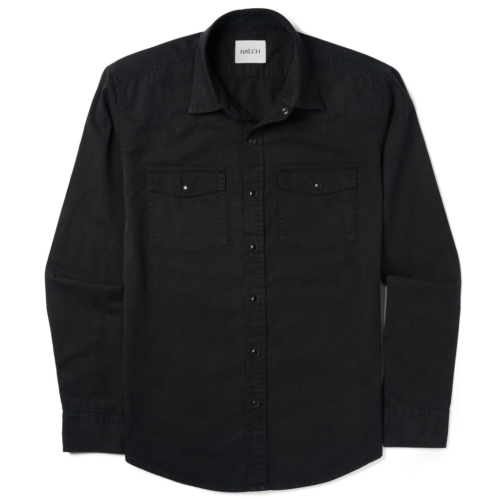 Maker Snap Shirt – Black Cotton Twill