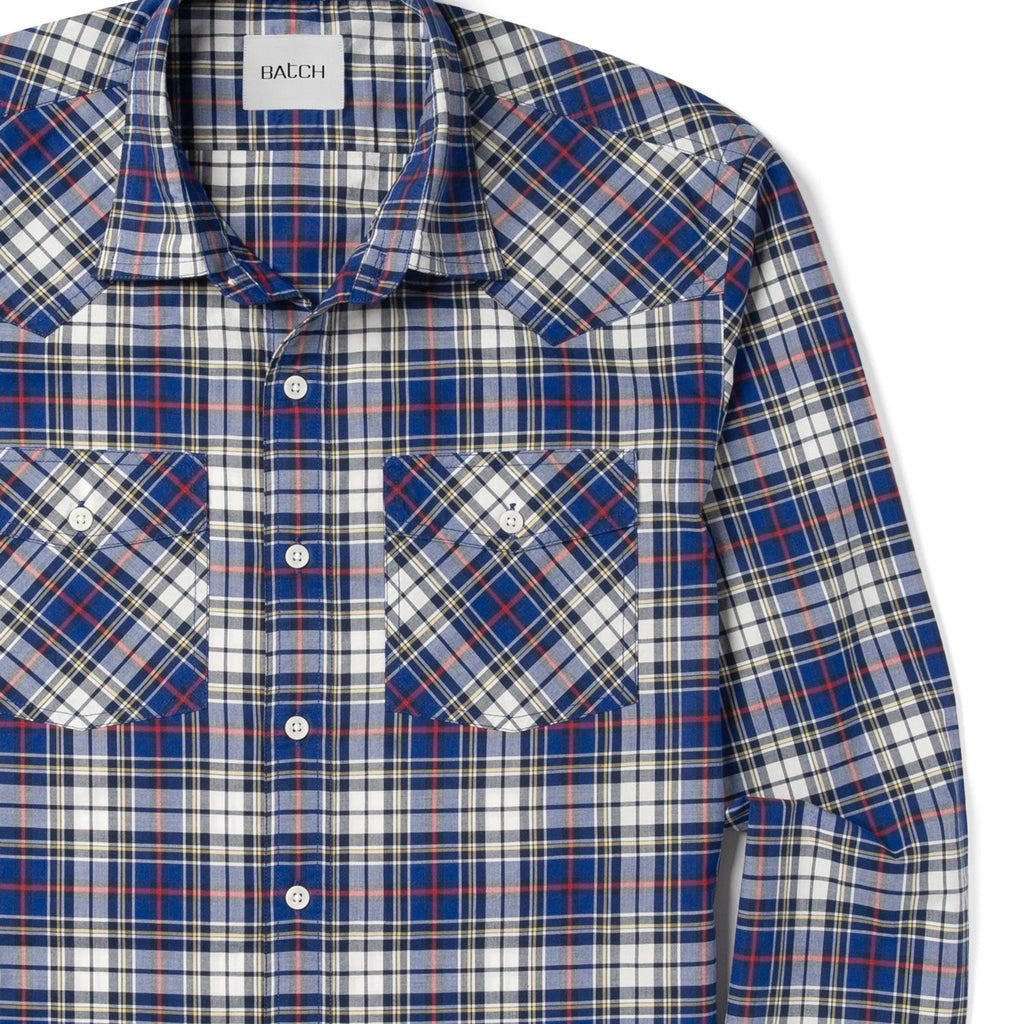 Maker Shirt – Cobalt Blue Cotton Poplin Plaid