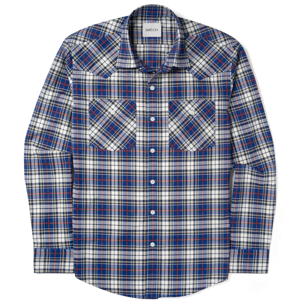 Maker Shirt – Cobalt Blue Cotton Poplin Plaid