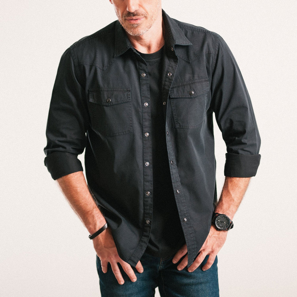 Maker Snap Shirt – Black Cotton Twill