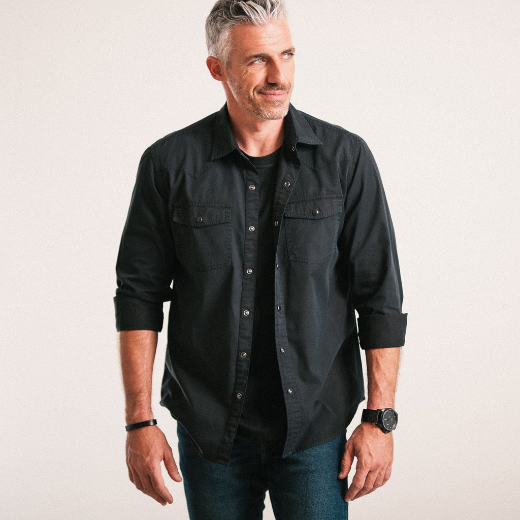 Maker Snap Shirt – Black Cotton Twill