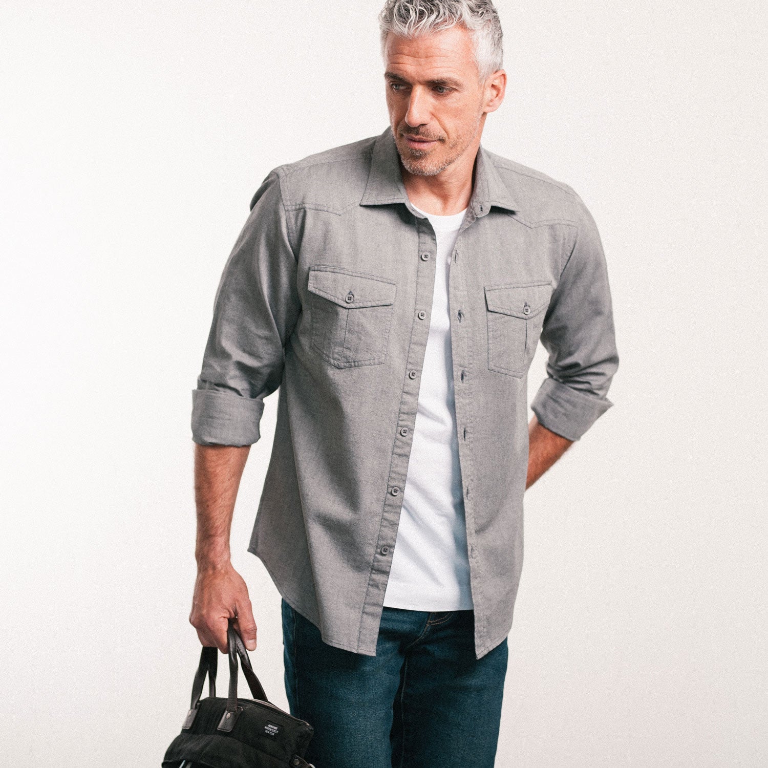Maker Shirt – Flint Gray Cotton Oxford