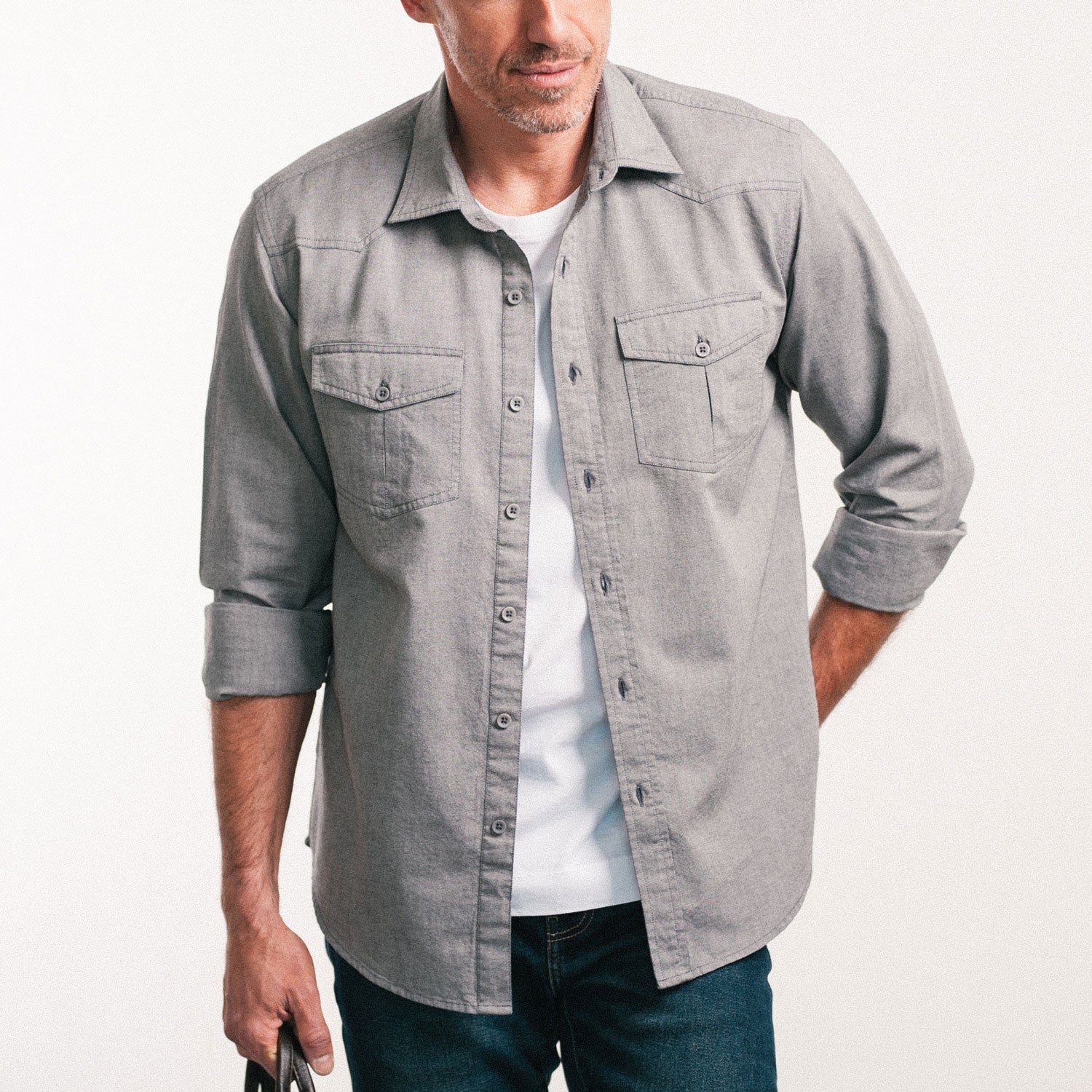Maker Shirt – Flint Gray Cotton Oxford