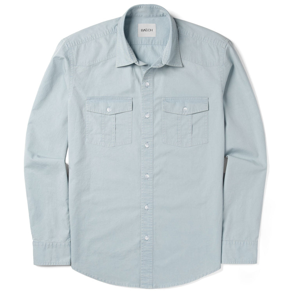 Shepherd Western Shirt – Light Blue Cotton Twill