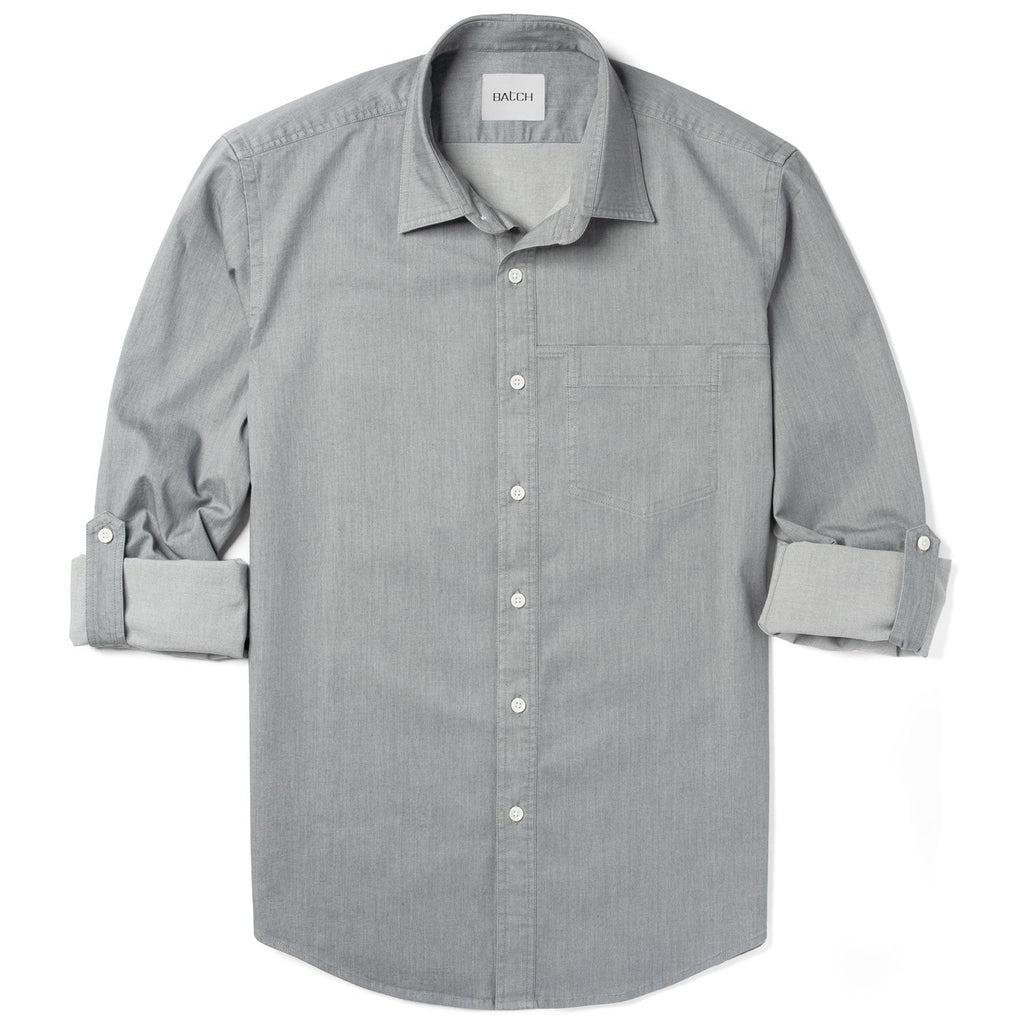 Freelancer Casual Shirt – Aluminum Gray Cotton Stretch Twill