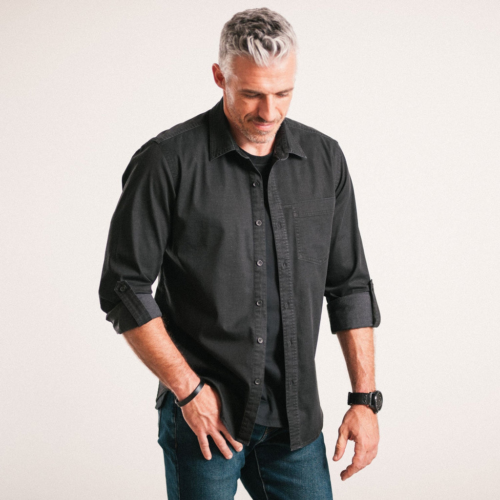 Freelancer Casual Shirt – Black Cotton Stretch Twill