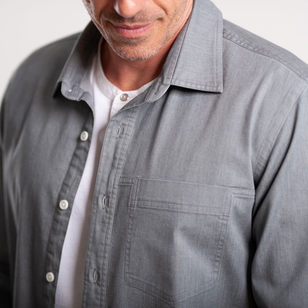 Freelancer Casual Shirt – Aluminum Gray Cotton Stretch Twill