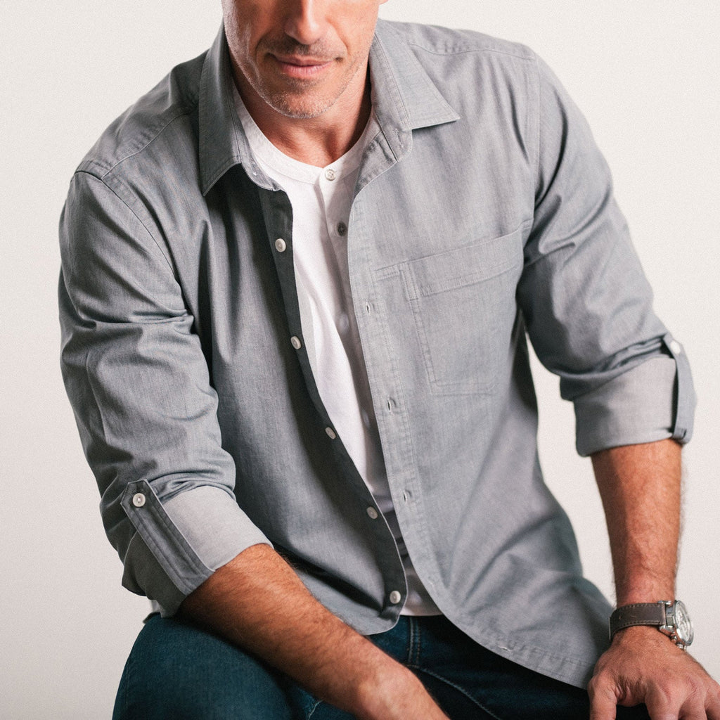 Freelancer Casual Shirt – Aluminum Gray Cotton Stretch Twill