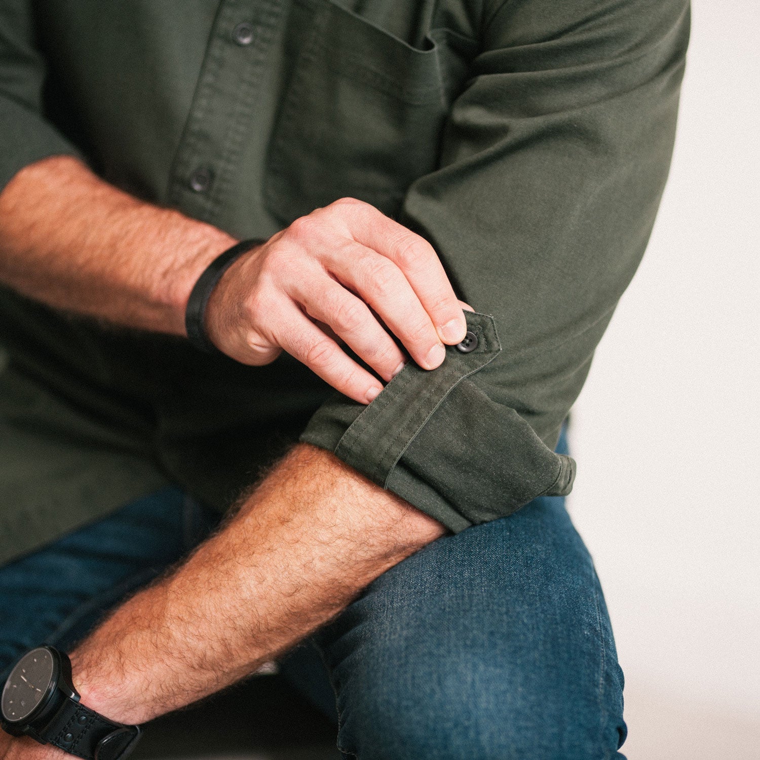 Freelancer Casual Shirt – Olive Green Cotton Stretch Twill